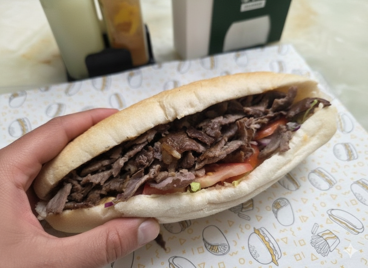 Heerlijke döner sandwich met vers vlees en groenten